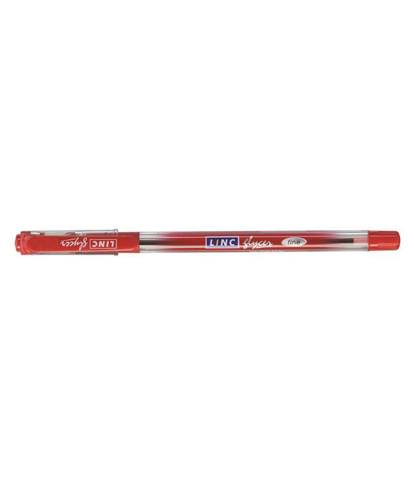 10x Linc GLYCER Ball pen RED 0.6 mm Tip Smudge-free writing Flexi-Grip